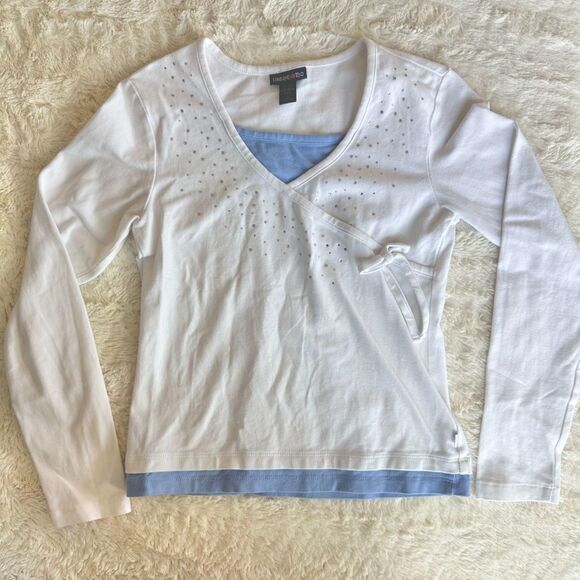 Vintage Limited Too Long-Sleeve Wrap Top \ Bella Swan Rhinestone Long-Sleeve Top - Picture 1 of 6